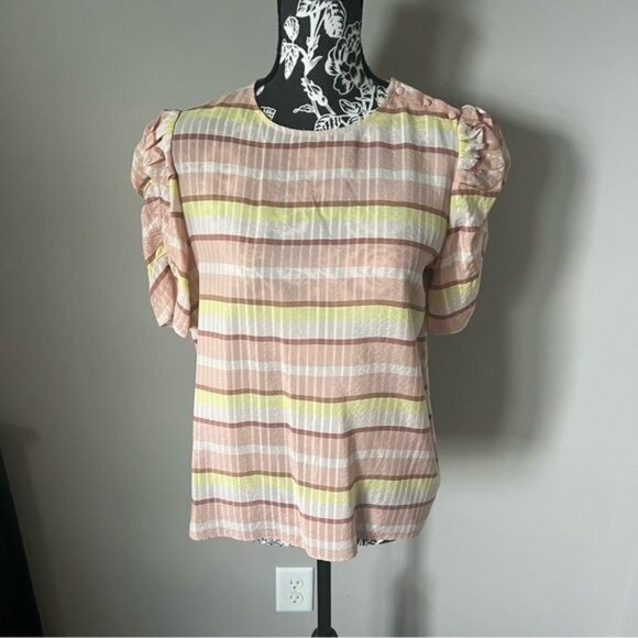 Sezane Coralie Shirt Top Blouse Women’s Striped Size 36 - Picture 4 of 6